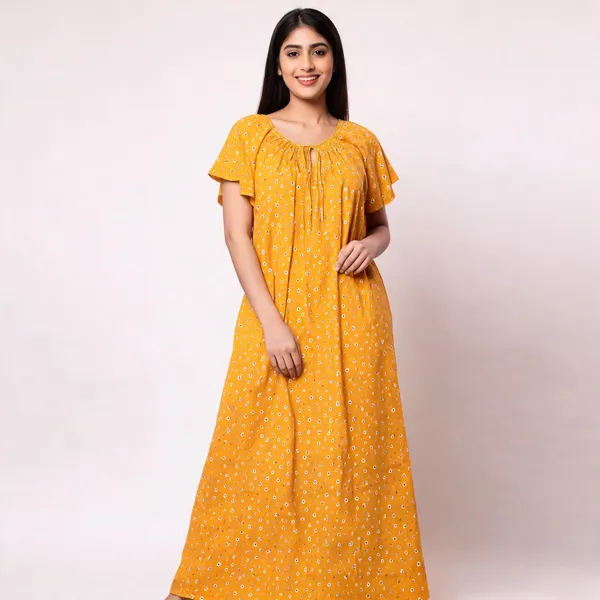 Yellow_Cotton_Printed_Loose_Fit_Nighty_For_Women