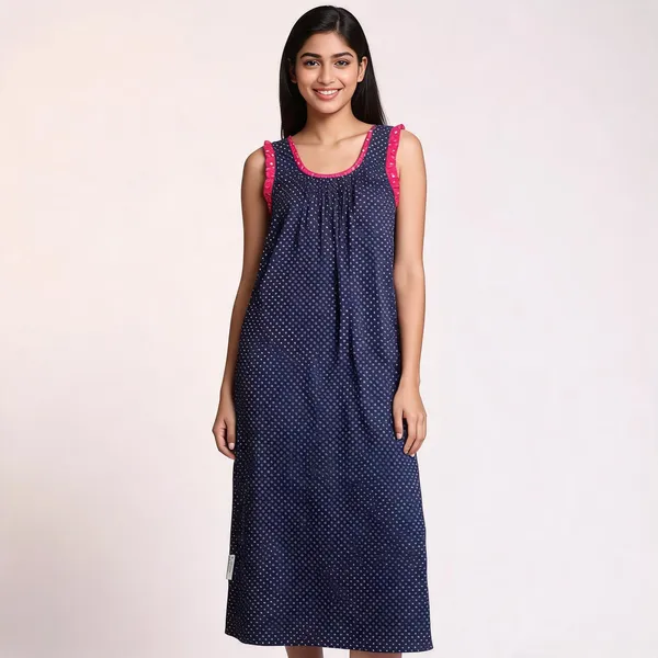 Navy_Cotton_Printed_Sleeveless_Nighty_For_Women
