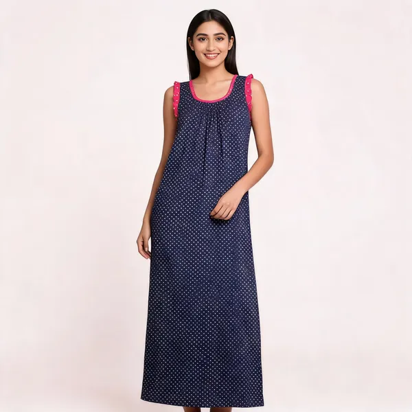 Navy_Cotton_Printed_Sleeveless_Nighty_For_Women