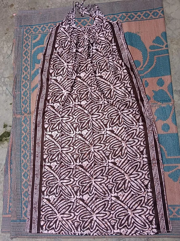 Brown_Cotton_Halter_Neck_Floral_Block_Print_Maxi_Dress_For_Women
