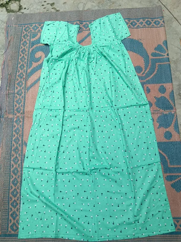 Green_Cotton_Floral_Print_Nighty_For_Women