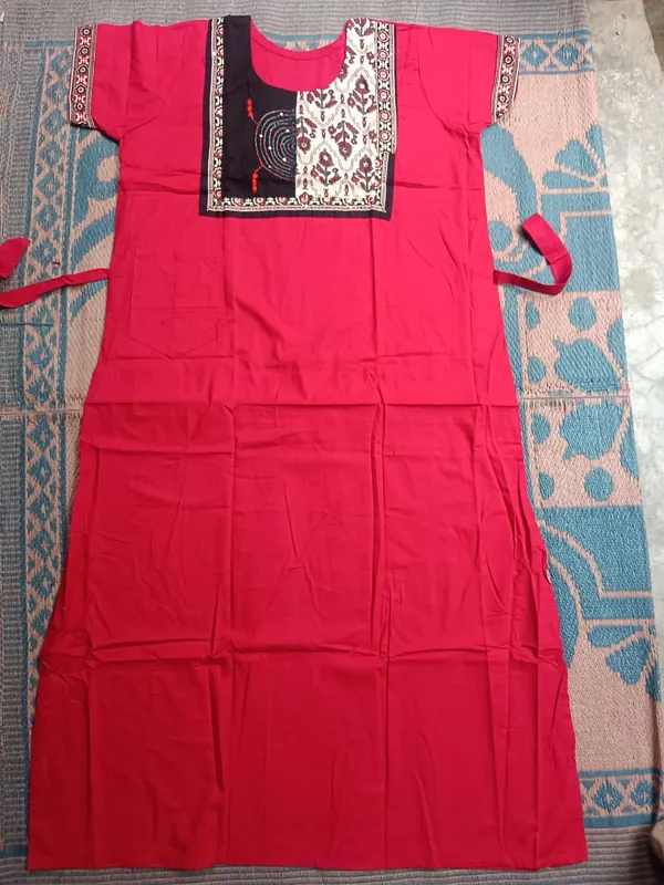 Pink_Cotton_A-Line_Printed_Yoke_Long_Kurta_For_Women