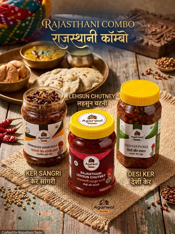 Rajasthani_Combo_Sangri,Kair_and_lehsun_chutney