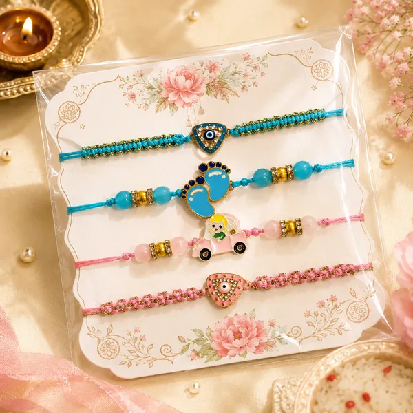 Rakhi_Set_Of_4(2_Adult+2_Kids)_With_Roli_Chawal_Pack