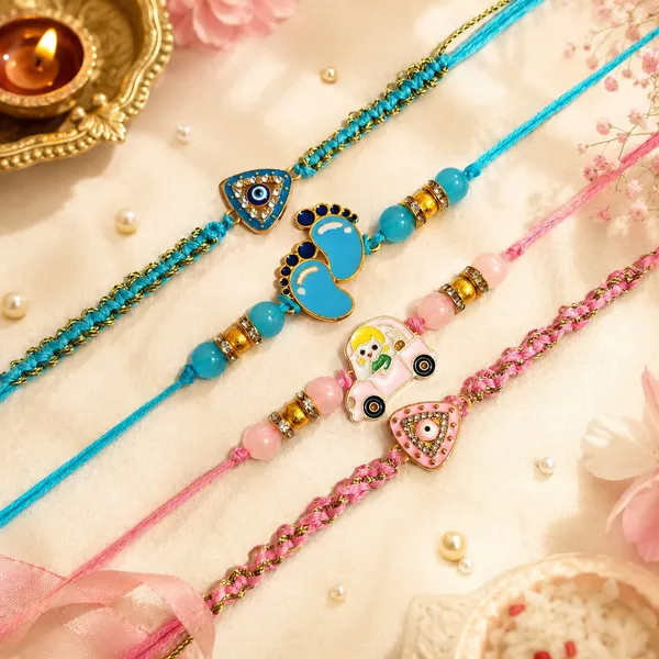 Rakhi_Set_Of_4(2_Adult+2_Kids)_With_Roli_Chawal_Pack