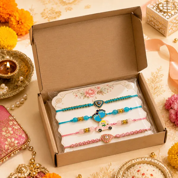 Rakhi_Set_Of_4(2_Adult+2_Kids)_With_Roli_Chawal_Pack