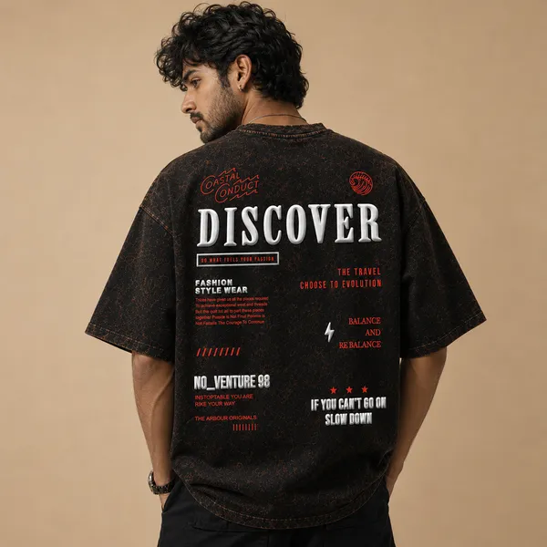 No_Venture_Discover_(Brown)_Oversized_Acid_Wash_T-Shirt_For_Men