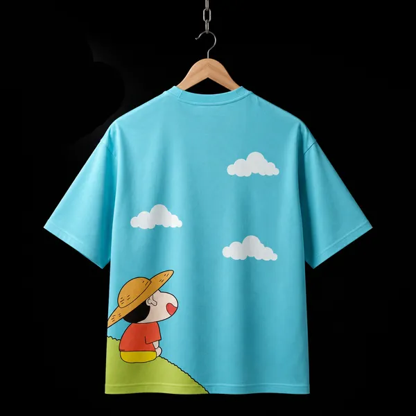 Shinchan_Look_at_Sky_(Light_Blue)_French_Terry_Denim_Oversized_T-Shirt_For_Unisex