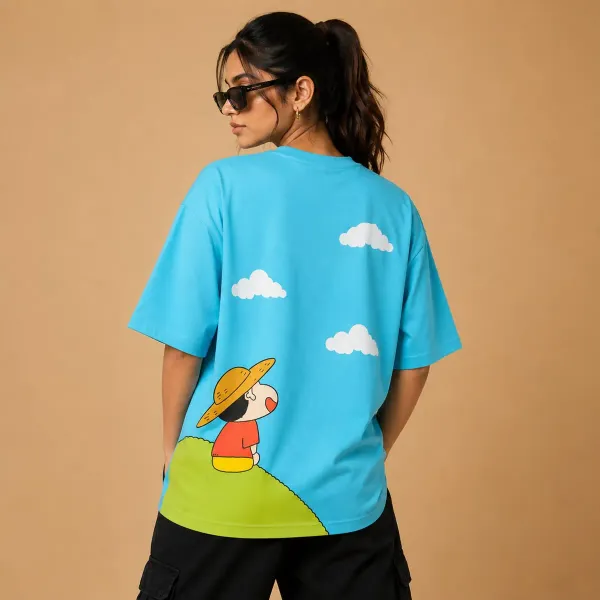 Shinchan_Look_at_Sky_(Light_Blue)_French_Terry_Denim_Oversized_T-Shirt_For_Unisex
