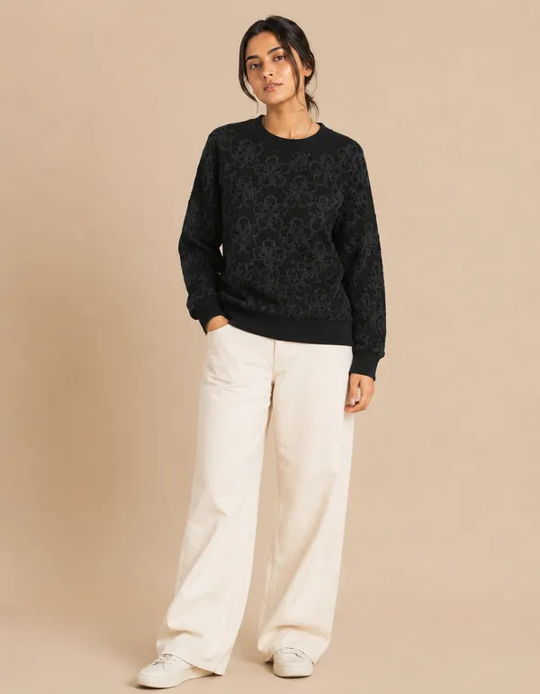 Black_Textured_Knitted_Sweater_For_Women