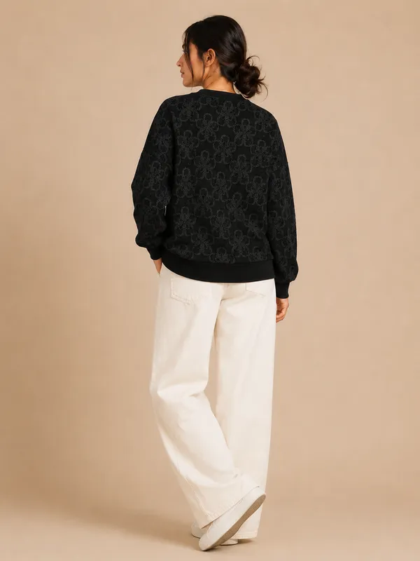 Black_Textured_Knitted_Sweater_For_Women