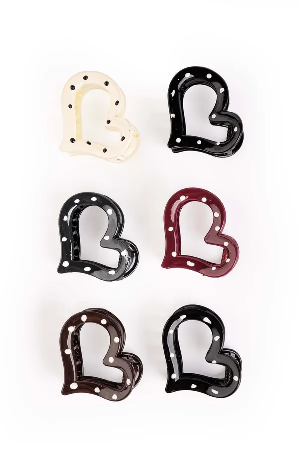 Polka_Heart_Claw_Medium_Pack_Of_6_Claw_Clip
