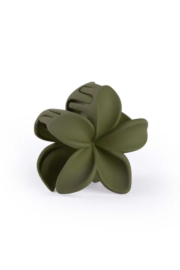 Matte_Flower_Claw_Medium_Olive_Green_Single_Claw_Clip