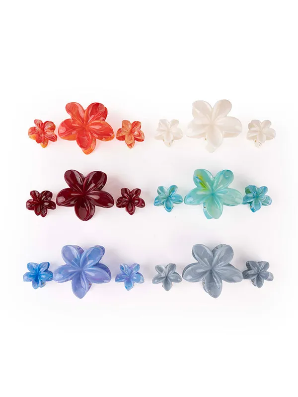 Flower_Family_Set_Large_2_Small_Pack_Of_6_Hair_Clip_Set