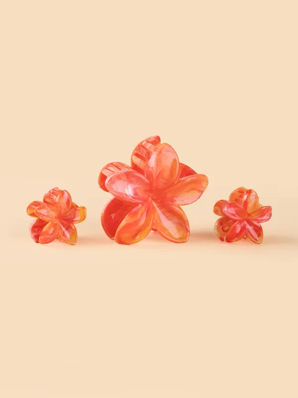 Flower_Family_Set_Large_2_Small_Sunset_Orange_Pack_Of_6_Hair_Clip_Set