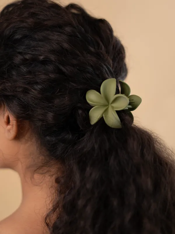Matte_Flower_Claw_Medium_Olive_Green_Single_Claw_Clip