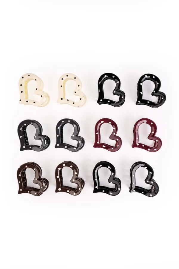 Polka_Heart_Claw_Medium_Pack_Of_12_Claw_Clip