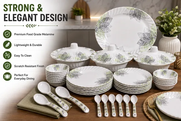 White_Melamine_Leaf_Print_Dinner_Set_with_Serving_Bowls
