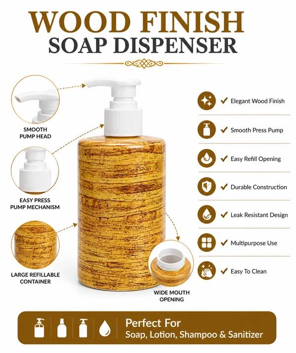 Wood_Print_Plastic_Soap_Dispenser_Pump_Bottle_(Pack_of_3)