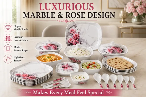 White_Melamine_Rose_Print_Dinner_Set_with_Serving_Bowl