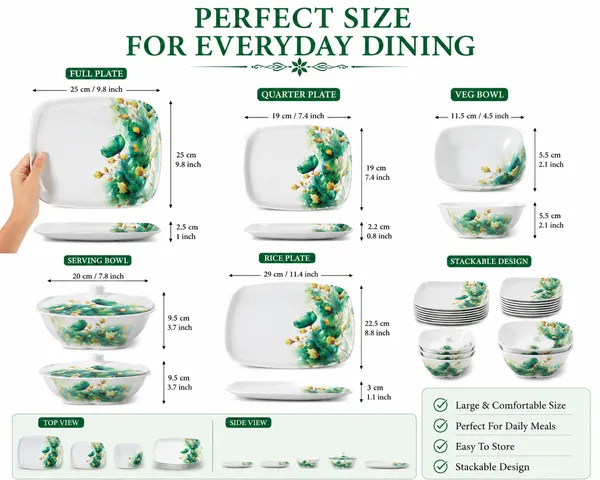 White_Melamine_Floral_Print_Dinnerware_Set_with_Serving_Bowls