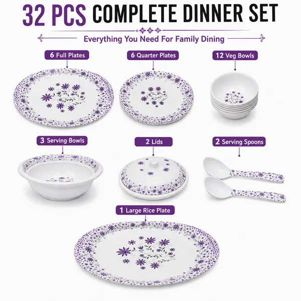 White_Ceramic_Floral_Print_Dinner_Set