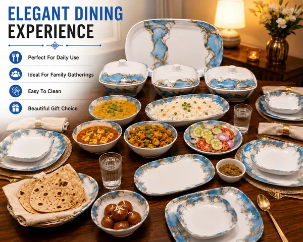White_Blue_Marble_Pattern_Dinnerware_Set_with_Golden_Accents
