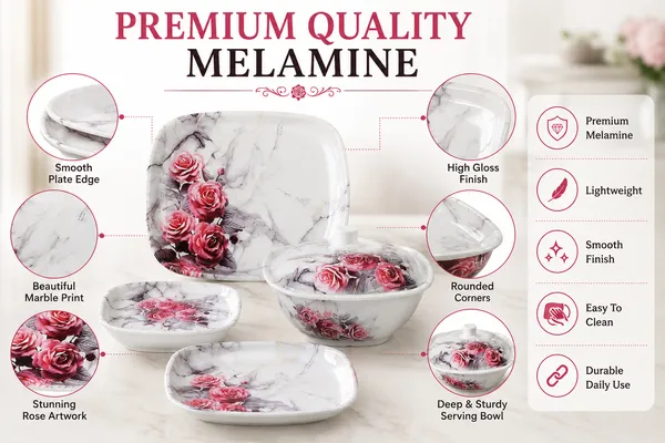 White_Melamine_Rose_Print_Dinner_Set_with_Serving_Bowl
