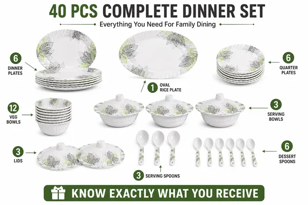 White_Melamine_Leaf_Print_Dinner_Set_with_Serving_Bowls