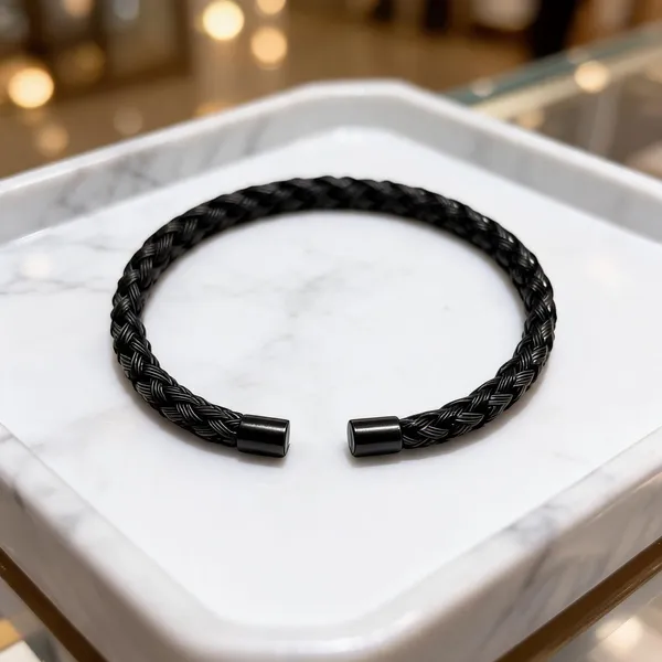 Black_Braided_Leather_Open_Cuff_Bracelet_For_Men