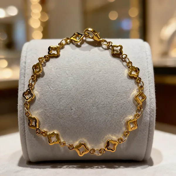Gold_Tone_Geometric_Link_Chain_Bracelet_For_Women