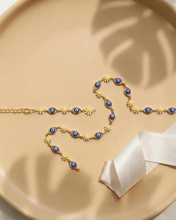 Gold_Tone_Enamel_Evil_Eye_Daisy_Charm_Bracelet_For_Women