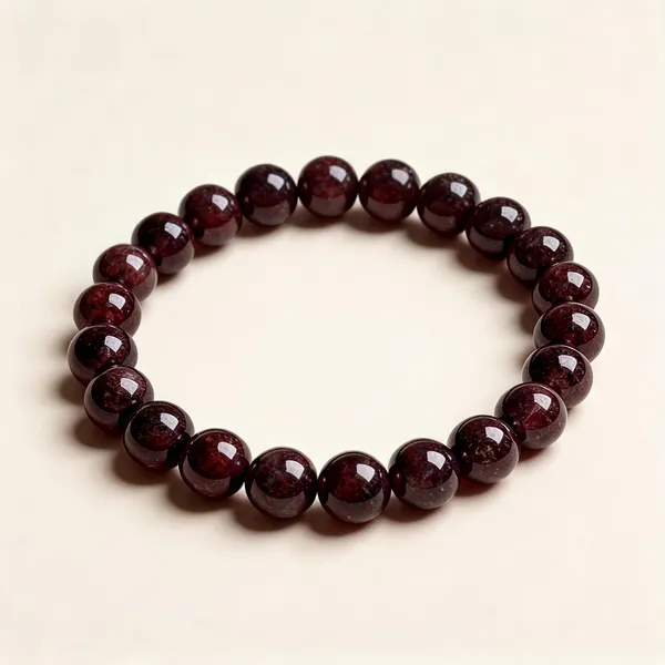 Natural_Brown_Garnet_Round_Bead_Bracelet