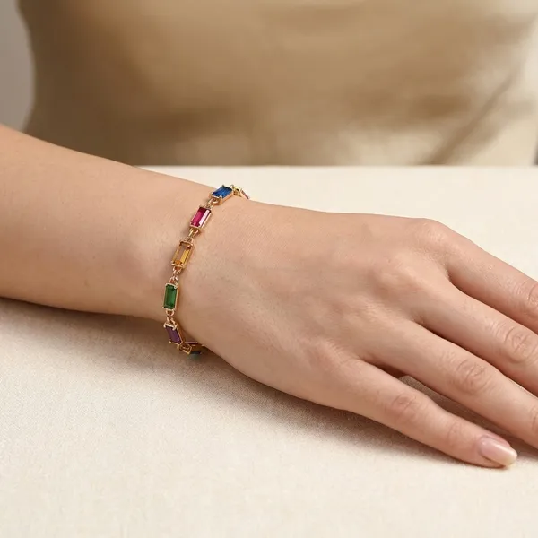 Multicolor_Stone_Gold_Tone_Chain_Bracelet_