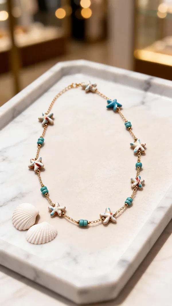 Gold_And_Turquoise_Starfish_Beach_Theme_Necklace_For_Women