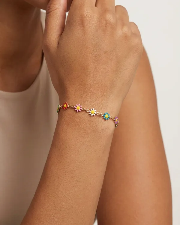 Multicolor_Enamel_Daisy_Flower_Chain_Bracelet_For_Women