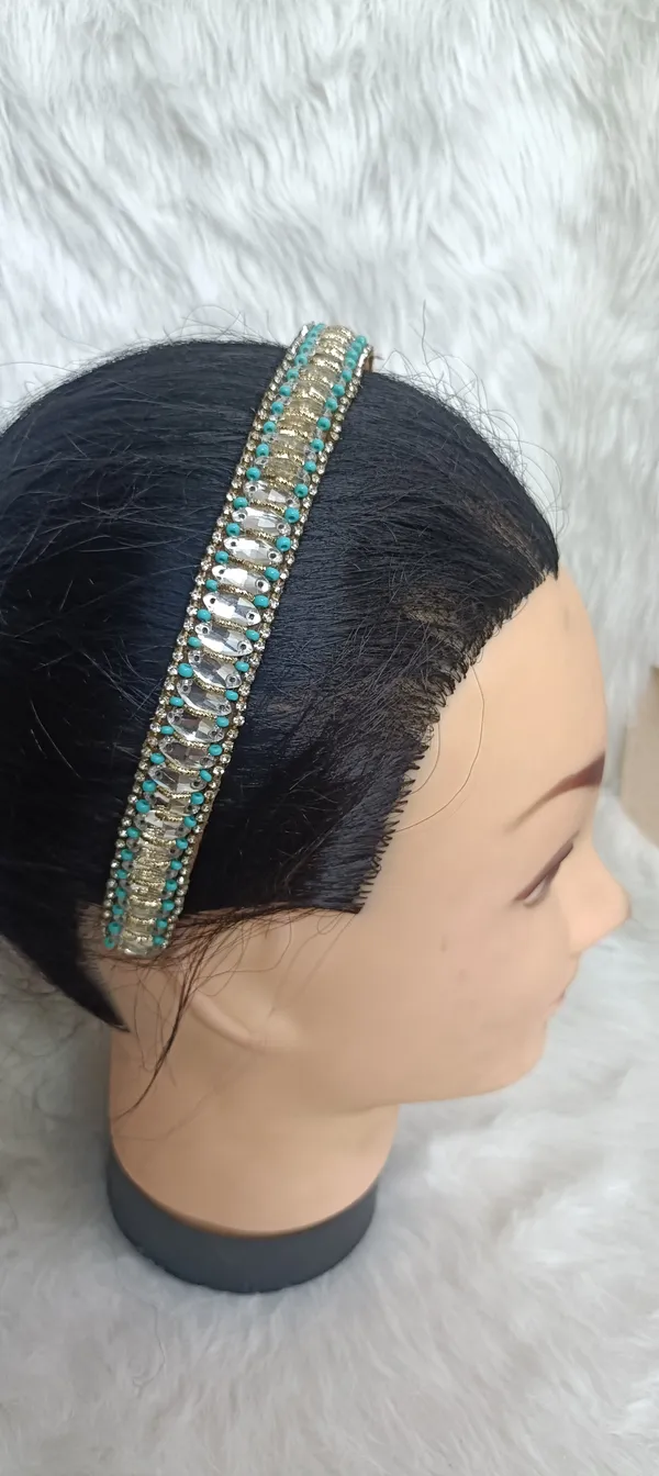 Turquoise_Beaded_Satin_Crystal_Embellished_Hairband_For_Women