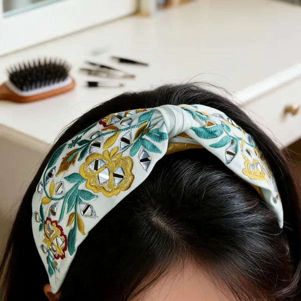 Ivory_Cotton_Embroidered_Mirror_Work_Knot_Headband_For_Women