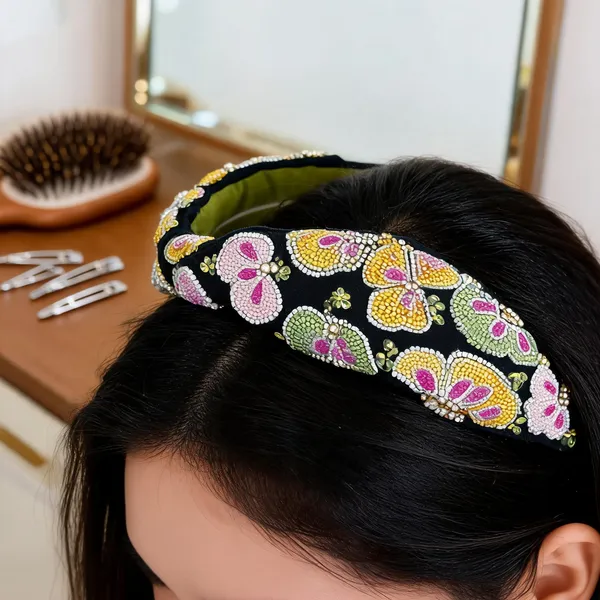 Black_Cotton_Beaded_Floral_Padded_Headband_For_Women