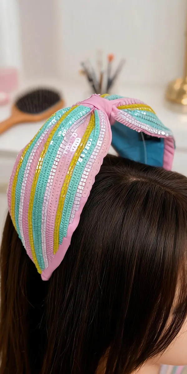 Pastel_Polyester_Sequin_Striped_Knot_Headband_For_Women