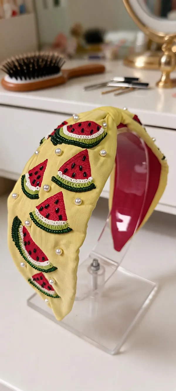 Yellow_Cotton_Beaded_Watermelon_Knot_Headband_For_Women