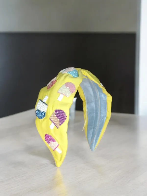Yellow_Cotton_Beaded_Ice_Cream_Wide_Headband_For_Women