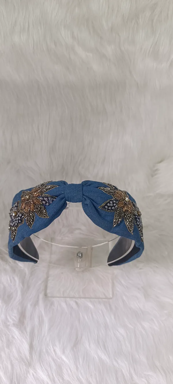 Blue_Denim_Beaded_Floral_Knot_Headband_For_Women