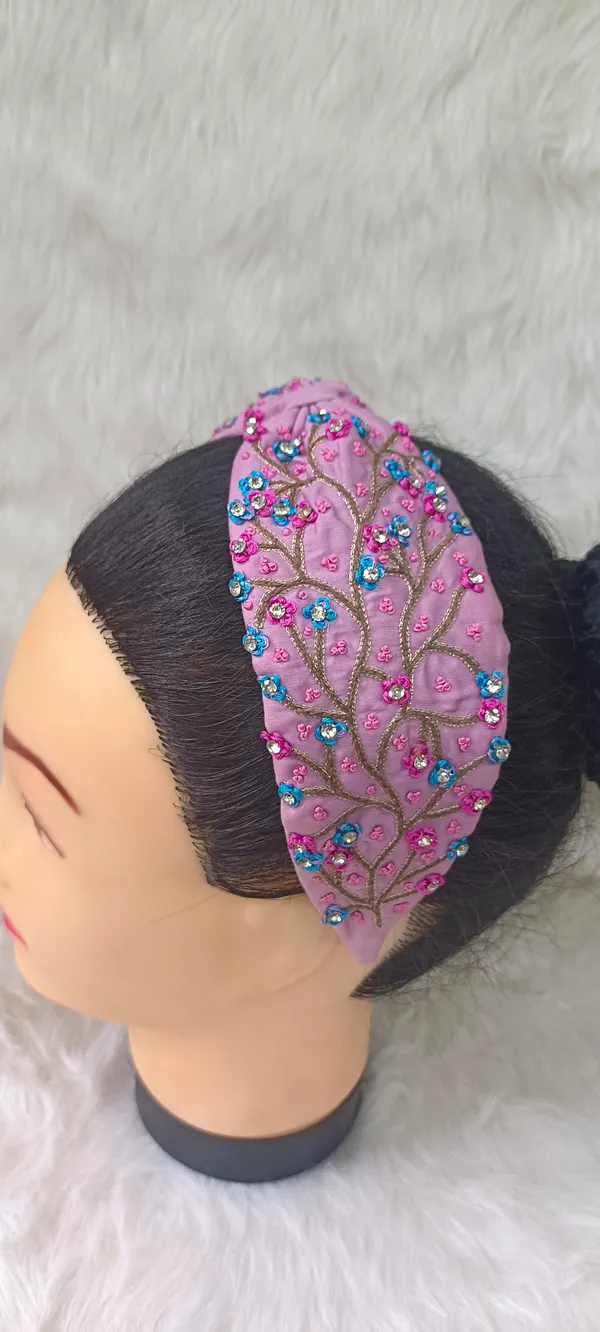 Pink_Cotton_Beaded_Floral_Embroidered_Wide_Headband_For_Women