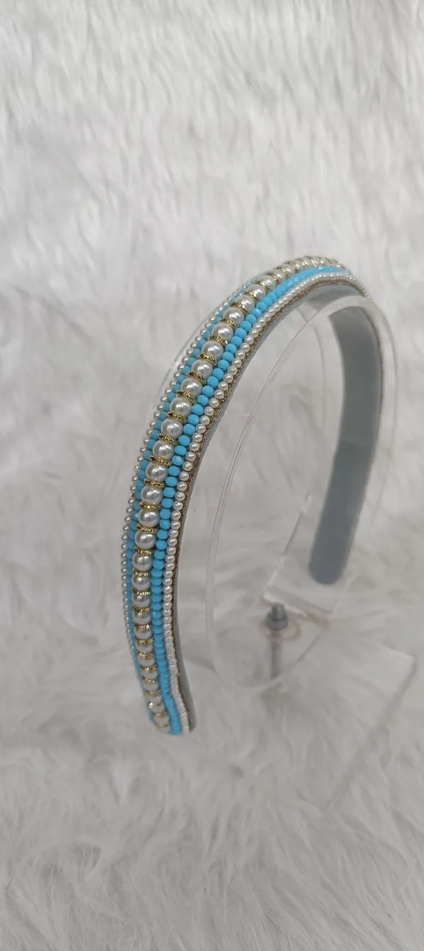 Blue_Silver_Beaded_Pearl_Embellished_Hairband_For_Women
