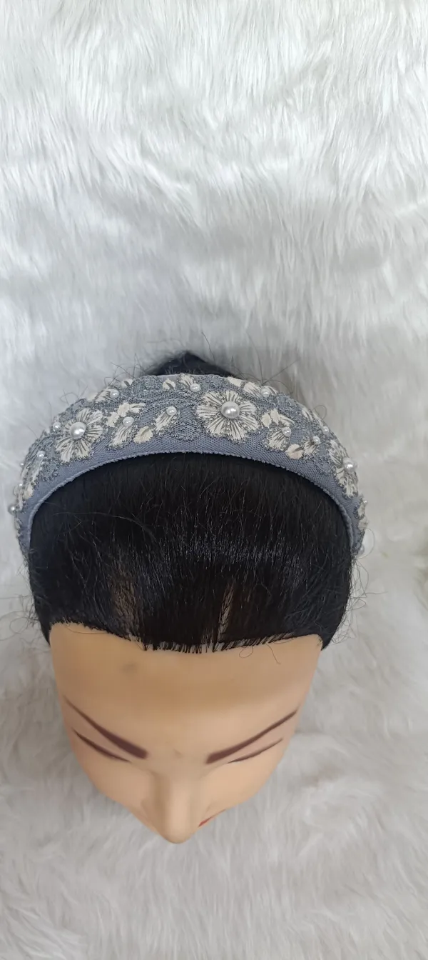 Grey_Cotton_Floral_Embroidered_Pearl_Hairband_For_Women