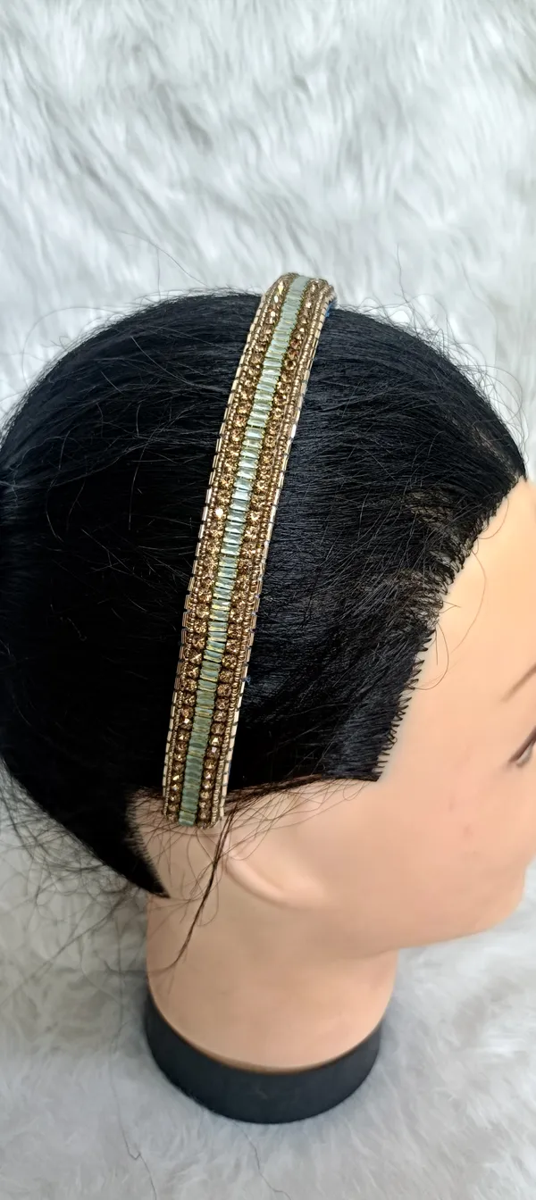 Blue_Beaded_Satin_Crystal_Embellished_Hairband_For_Women