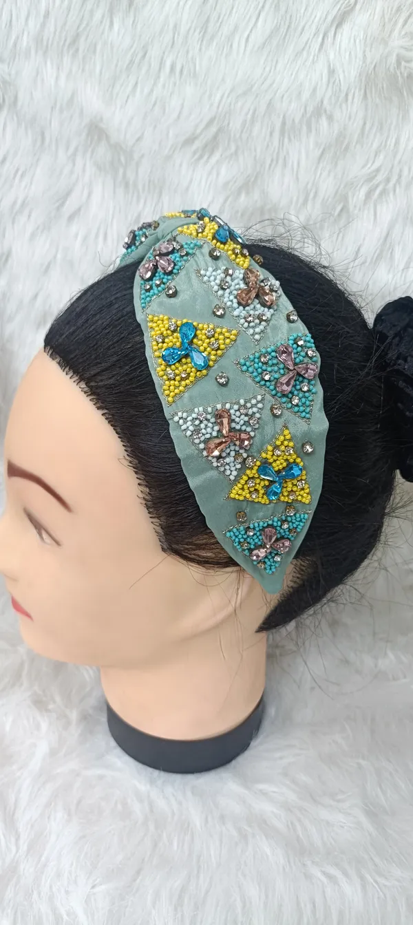 Sea_Green_Satin_Beaded_Knot_Headband_For_Women