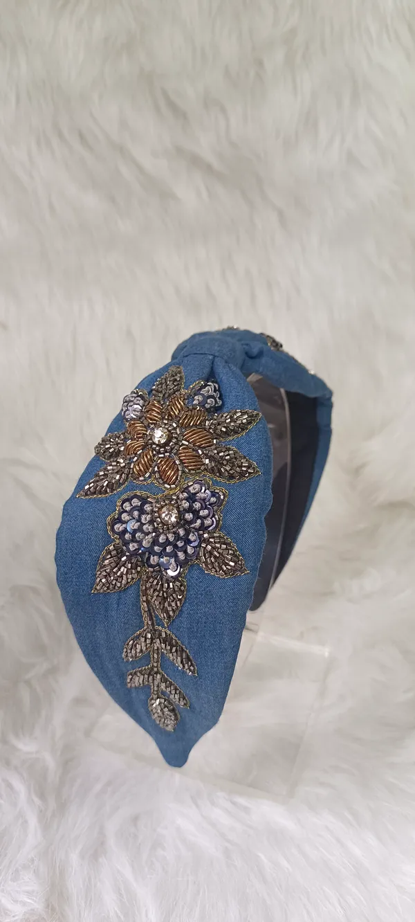 Blue_Denim_Beaded_Floral_Knot_Headband_For_Women