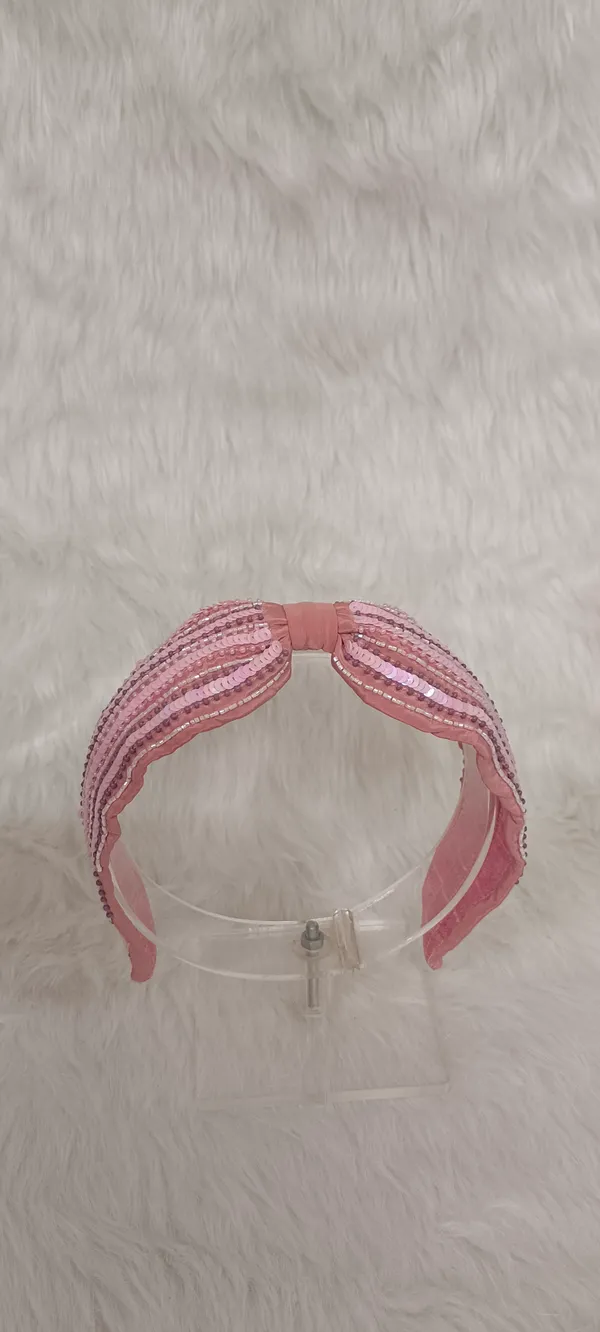 Pink_Polyester_Sequin_Knot_Hairband_For_Women